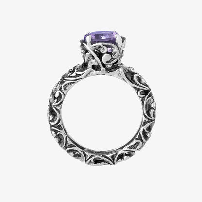 ANELLO SOLITARIO ARGENTO CON AMETISTA - Tangredi Gioielleria