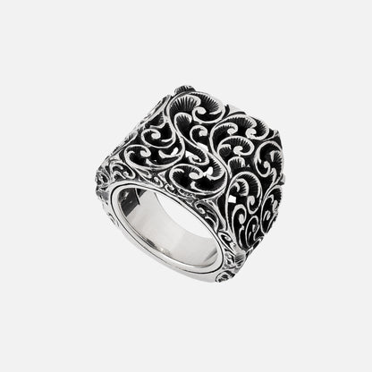 ANELLO CHEVALIER SQUADRATO ARGENTO - Tangredi Gioielleria