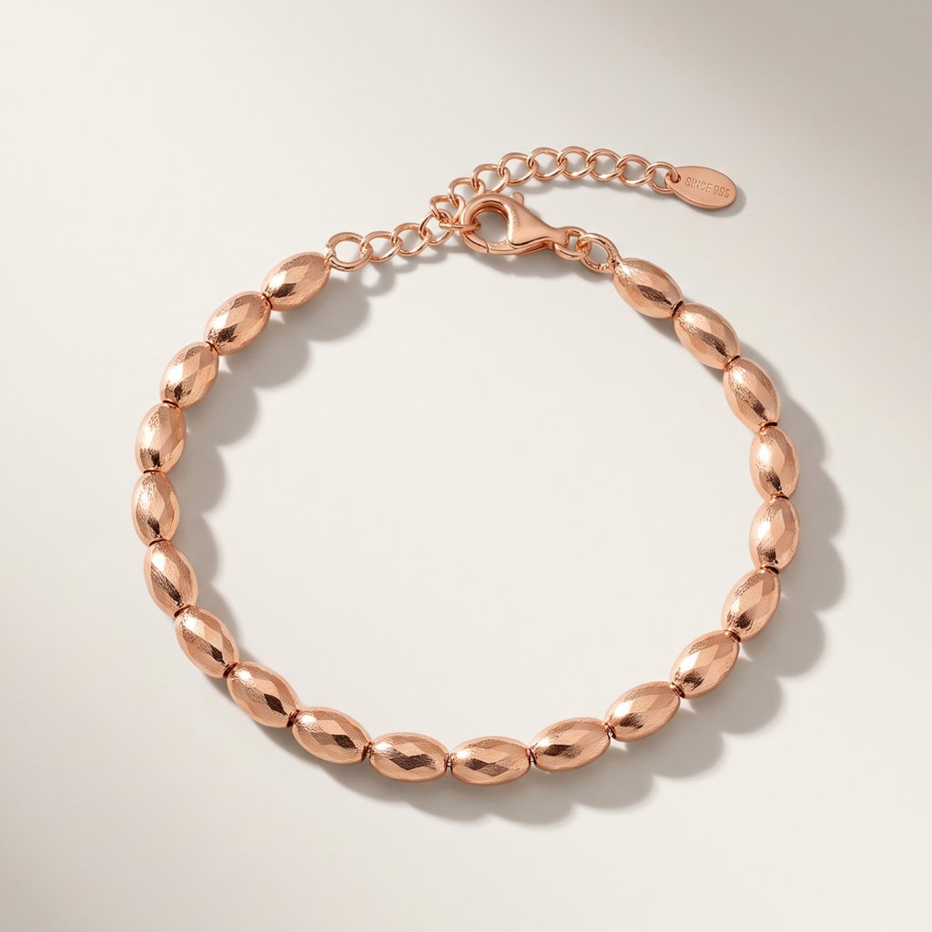 BRACCIALE MAGLIE OVALI ROSE' - Tangredi Gioielleria