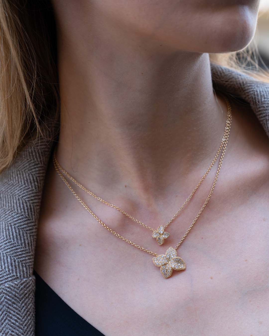 COLLANA FIORE PENDENTE DORATA - Tangredi Gioielleria