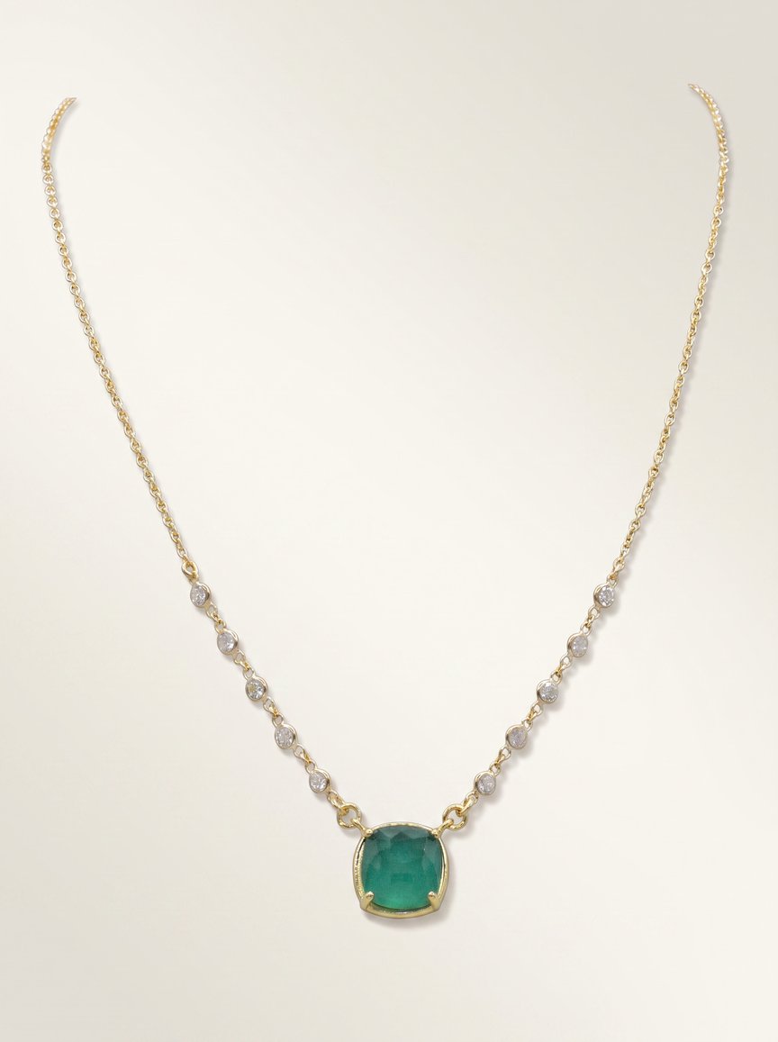 COLLANA PIETRA QUADRATA VERDE - Tangredi Gioielleria