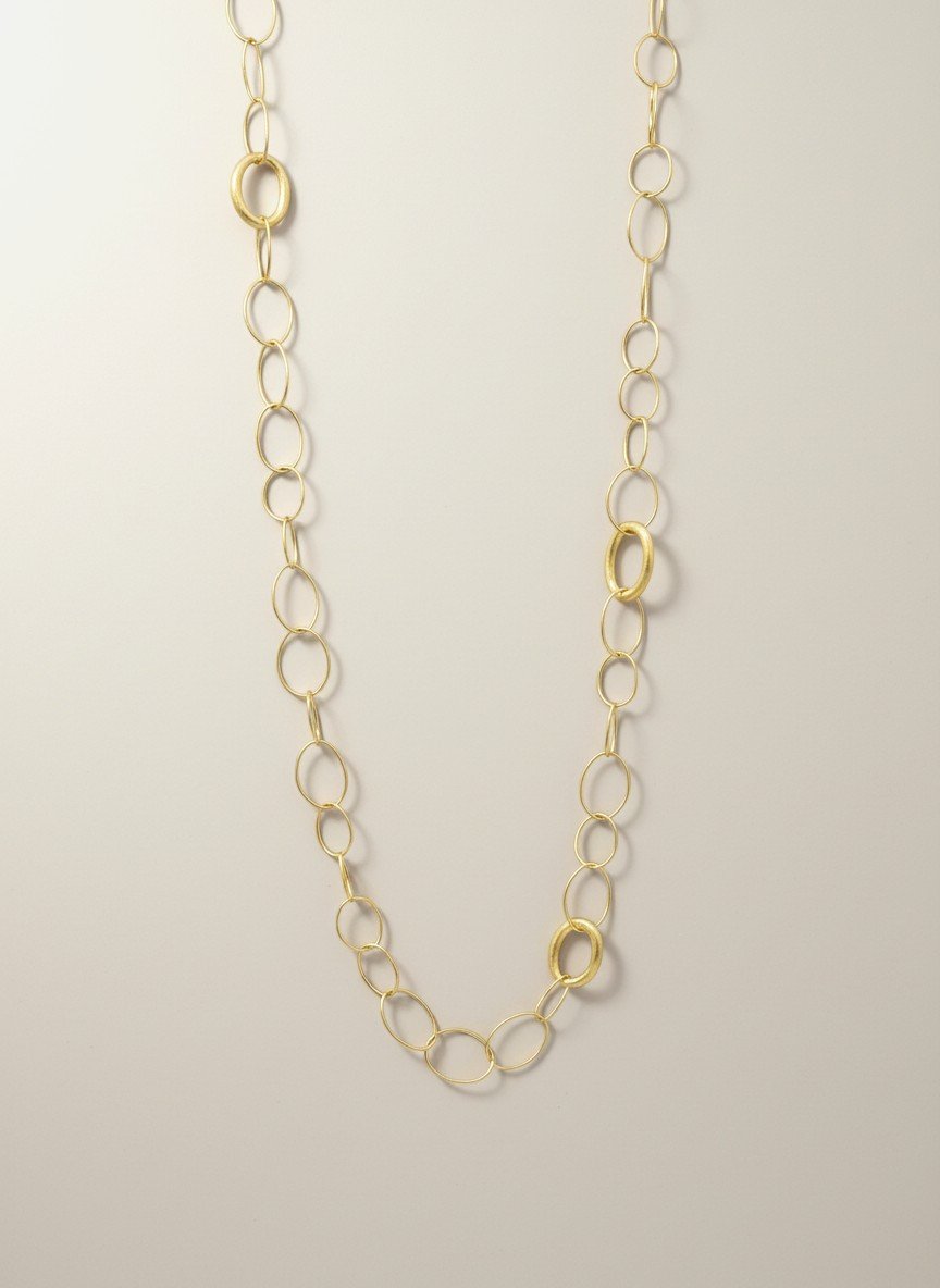 COLLANA MAGLIE OVALI CON ELEMENTI SABBIATI - Tangredi Gioielleria