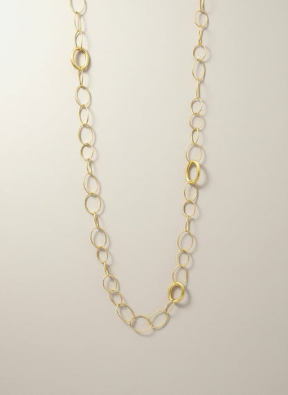 COLLANA MAGLIE OVALI CON ELEMENTI SABBIATI - Tangredi Gioielleria