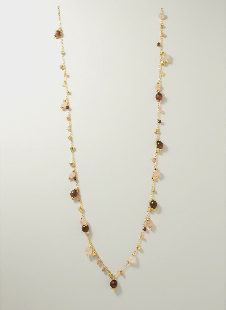 COLLANA LUNGA GIADA MARRONE ED EMATITE - Tangredi Gioielleria