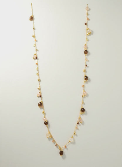 COLLANA LUNGA GIADA MARRONE ED EMATITE - Tangredi Gioielleria
