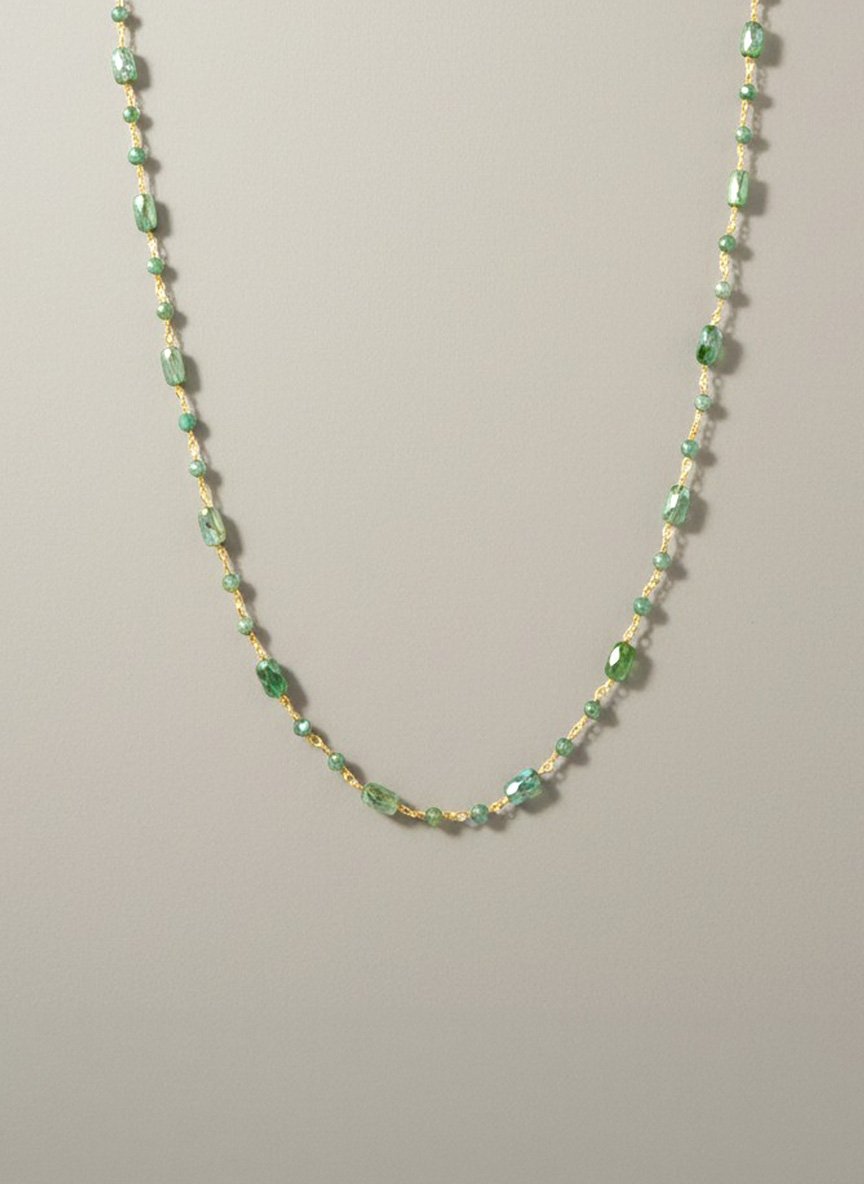 COLLANA ROSARIO BAGUETTE VERDE - Tangredi Gioielleria