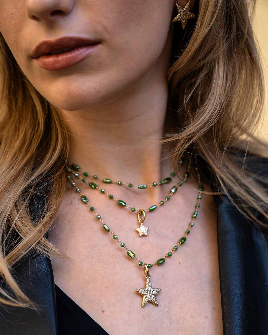 COLLANA ROSARIO BAGUETTE VERDE - Tangredi Gioielleria
