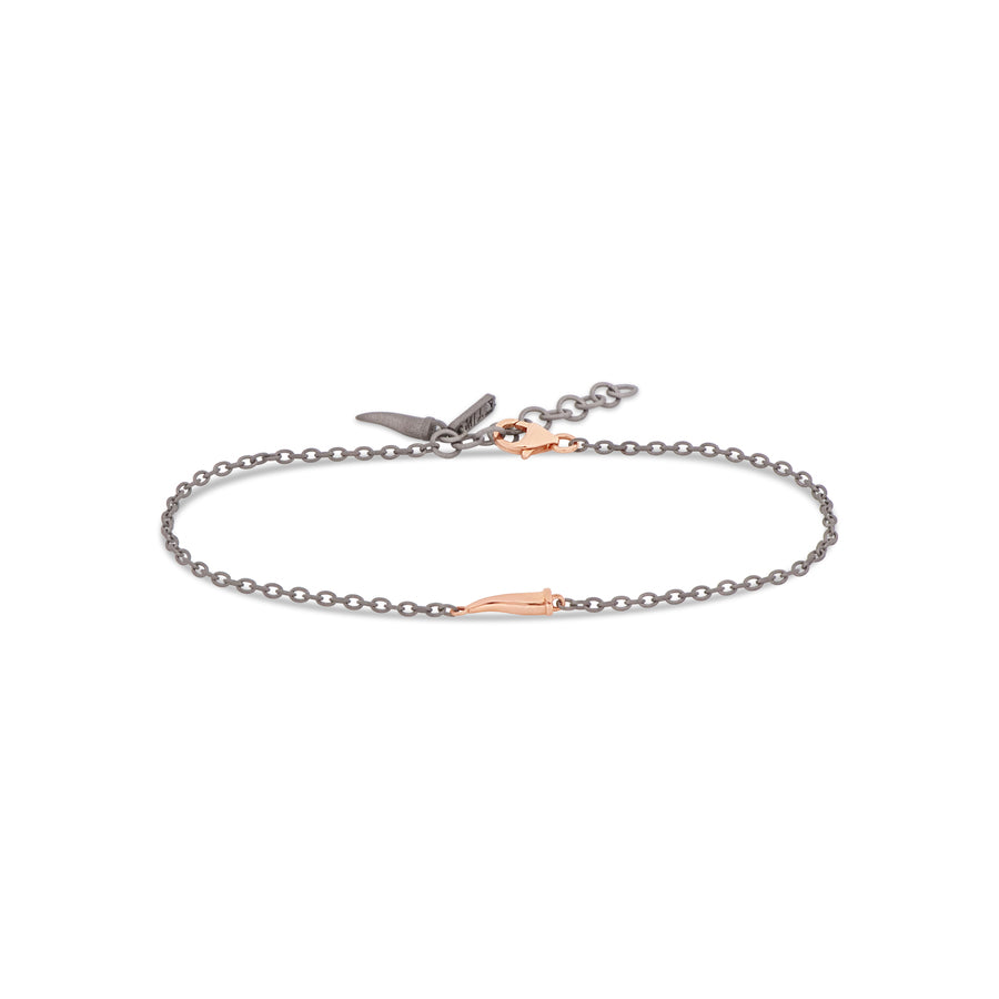 BRACCIALE TITANIO CON CORNETTO MINI ORO ROSA - Tangredi Gioielleria