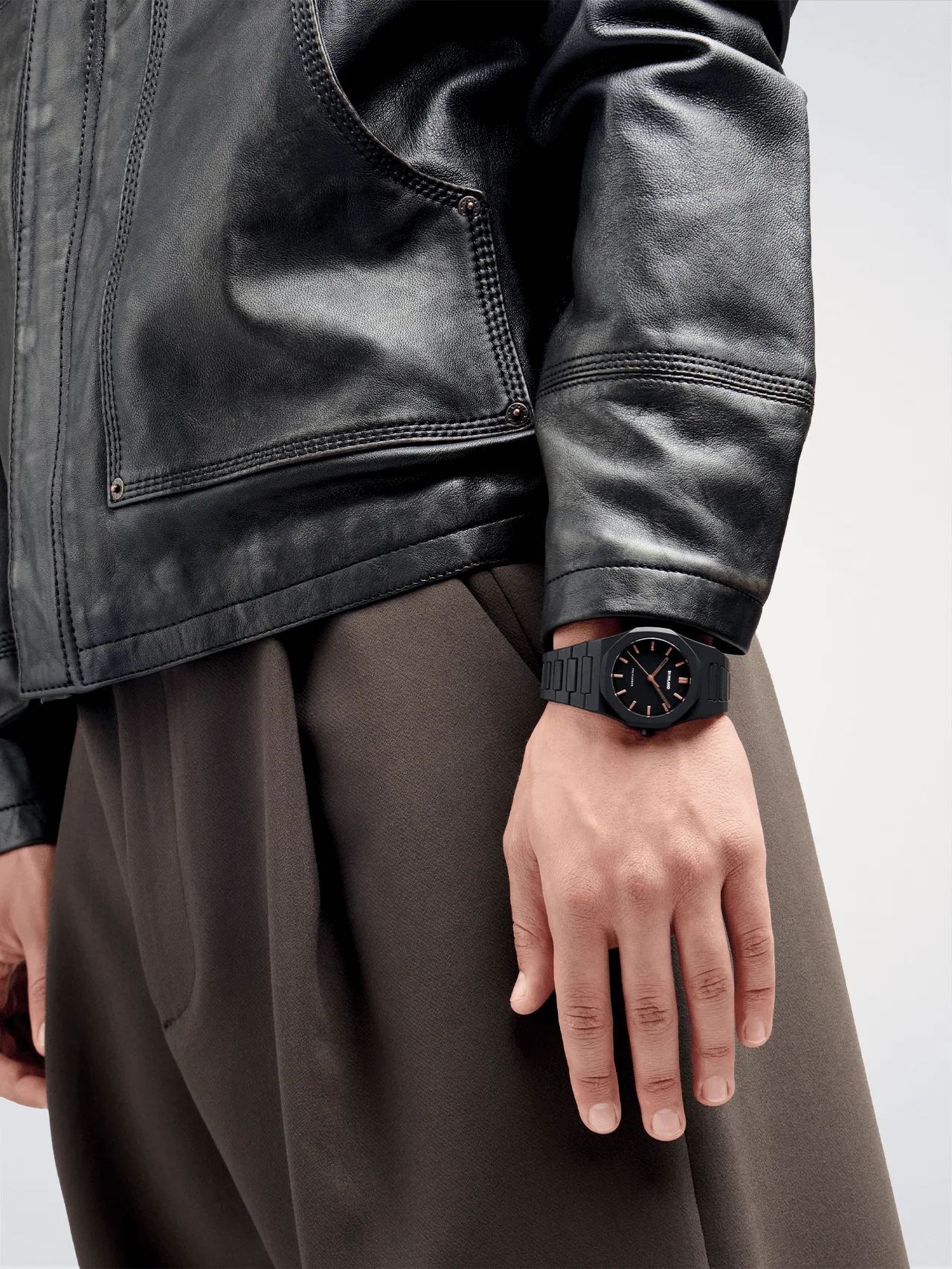 OROLOGIO POLYCARBON BLACK WITH ROSEGOLD - Tangredi Gioielleria
