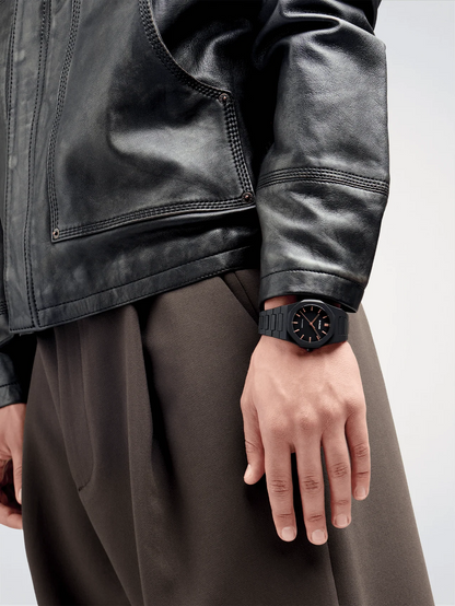 OROLOGIO POLYCARBON BLACK WITH ROSEGOLD - Tangredi Gioielleria