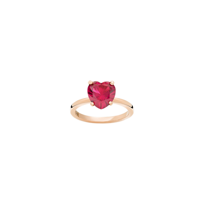 ANELLO CUORE ORO ROSA E RUBINO SINTETICO - Tangredi Gioielleria