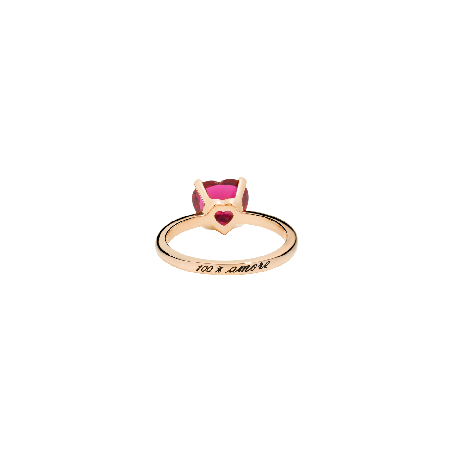 ANELLO CUORE ORO ROSA E RUBINO SINTETICO - Tangredi Gioielleria