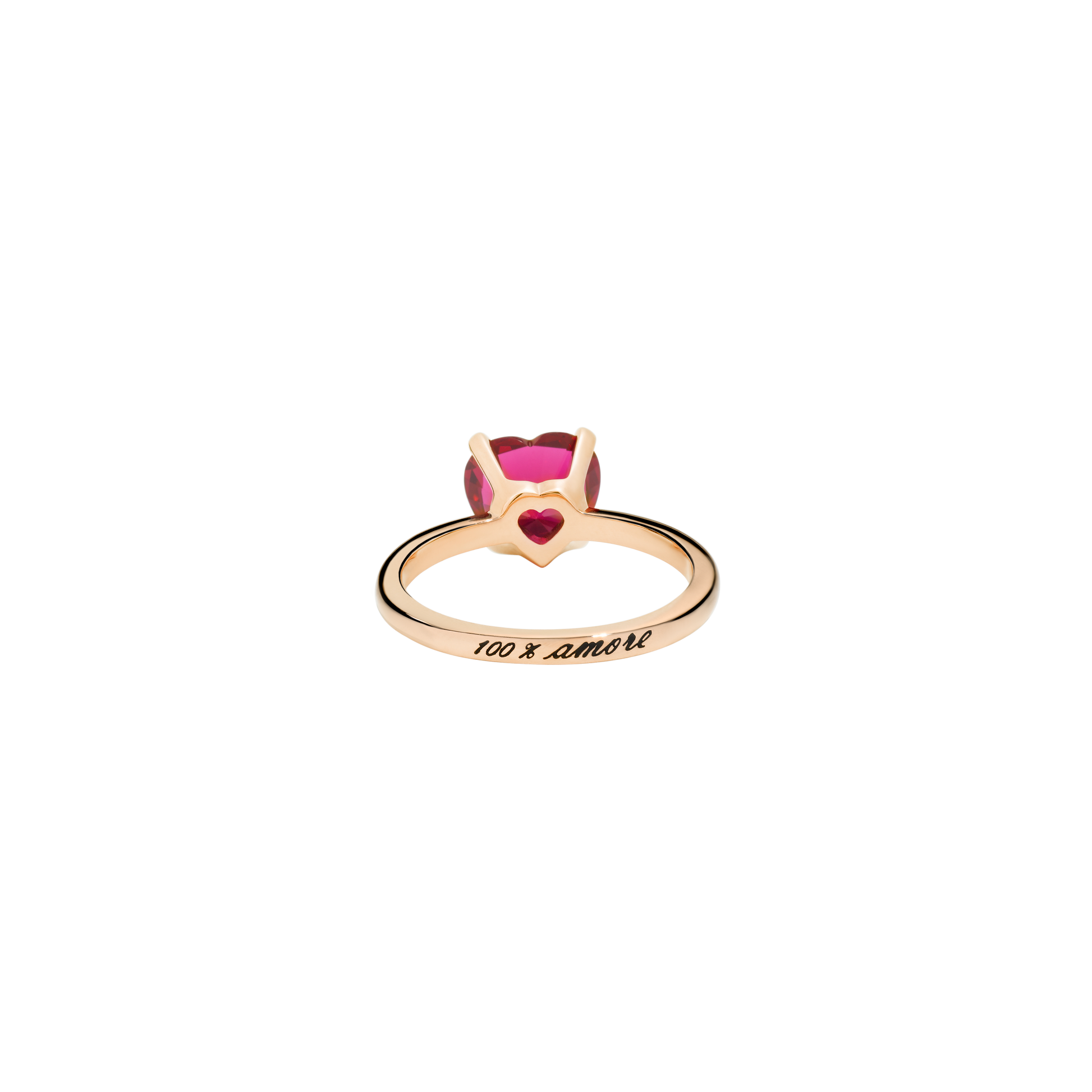 ANELLO CUORE ORO ROSA E RUBINO SINTETICO - Tangredi Gioielleria