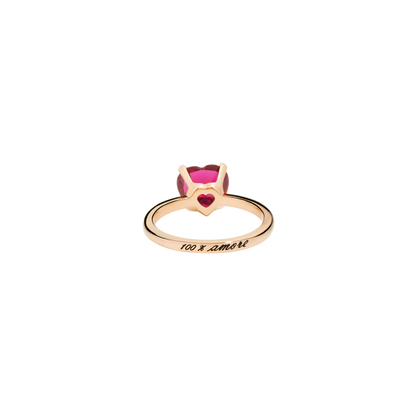 ANELLO CUORE ORO ROSA E RUBINO SINTETICO - Tangredi Gioielleria