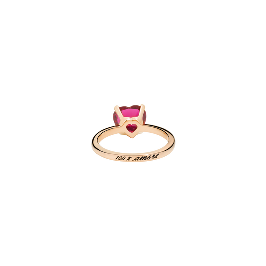 ANELLO CUORE ORO ROSA E RUBINO SINTETICO - Tangredi Gioielleria