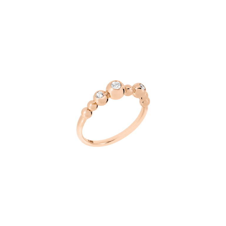 ANELLO BOLLICINE ORO ROSA E DIAMANTI BIANCHI - Tangredi Gioielleria