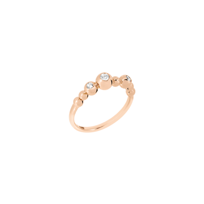ANELLO BOLLICINE ORO ROSA E DIAMANTI BIANCHI - Tangredi Gioielleria