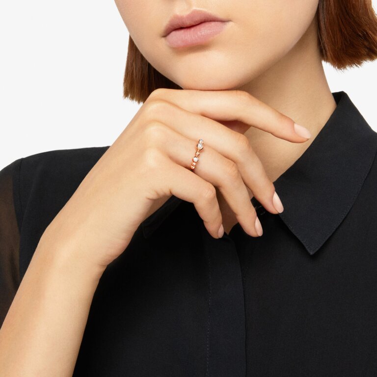 ANELLO BOLLICINE ORO ROSA E DIAMANTI BIANCHI - Tangredi Gioielleria