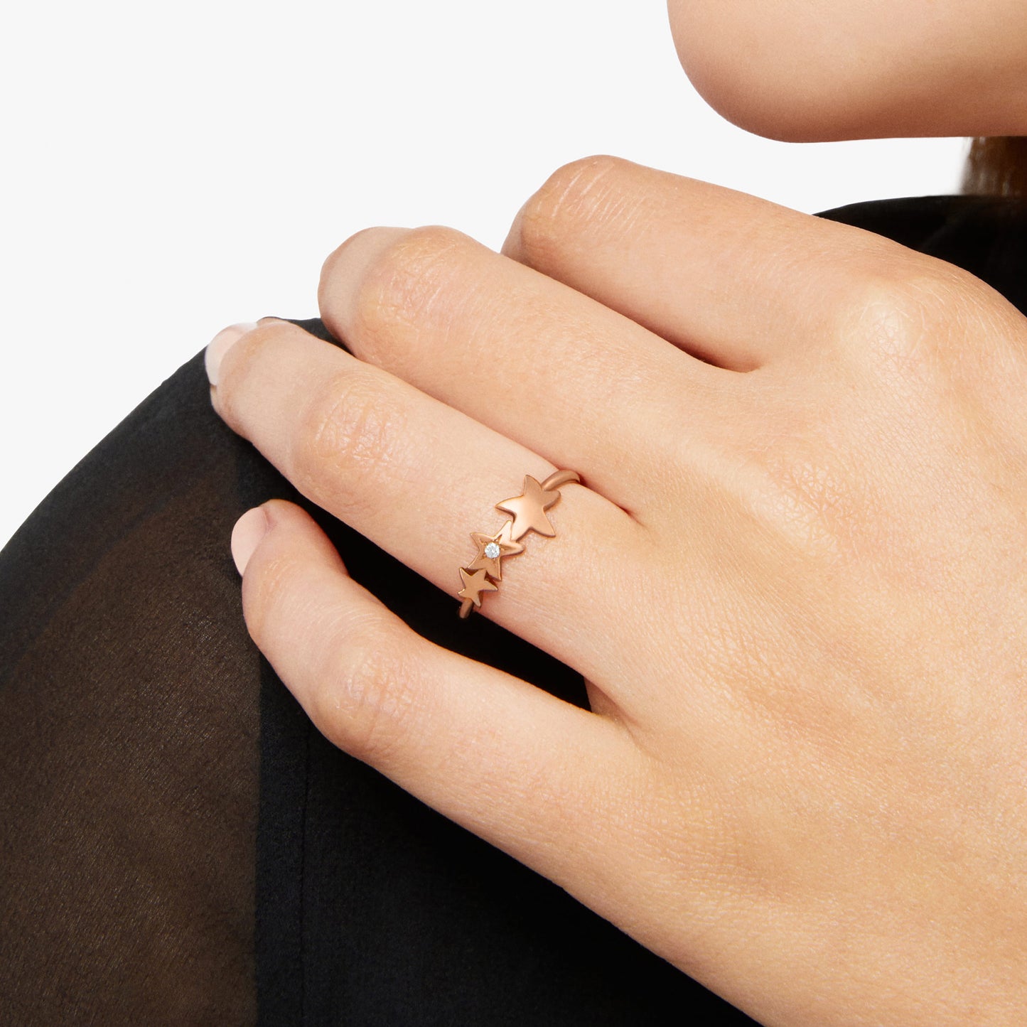 ANELLO STELLE ORO ROSA E DIAMANTE