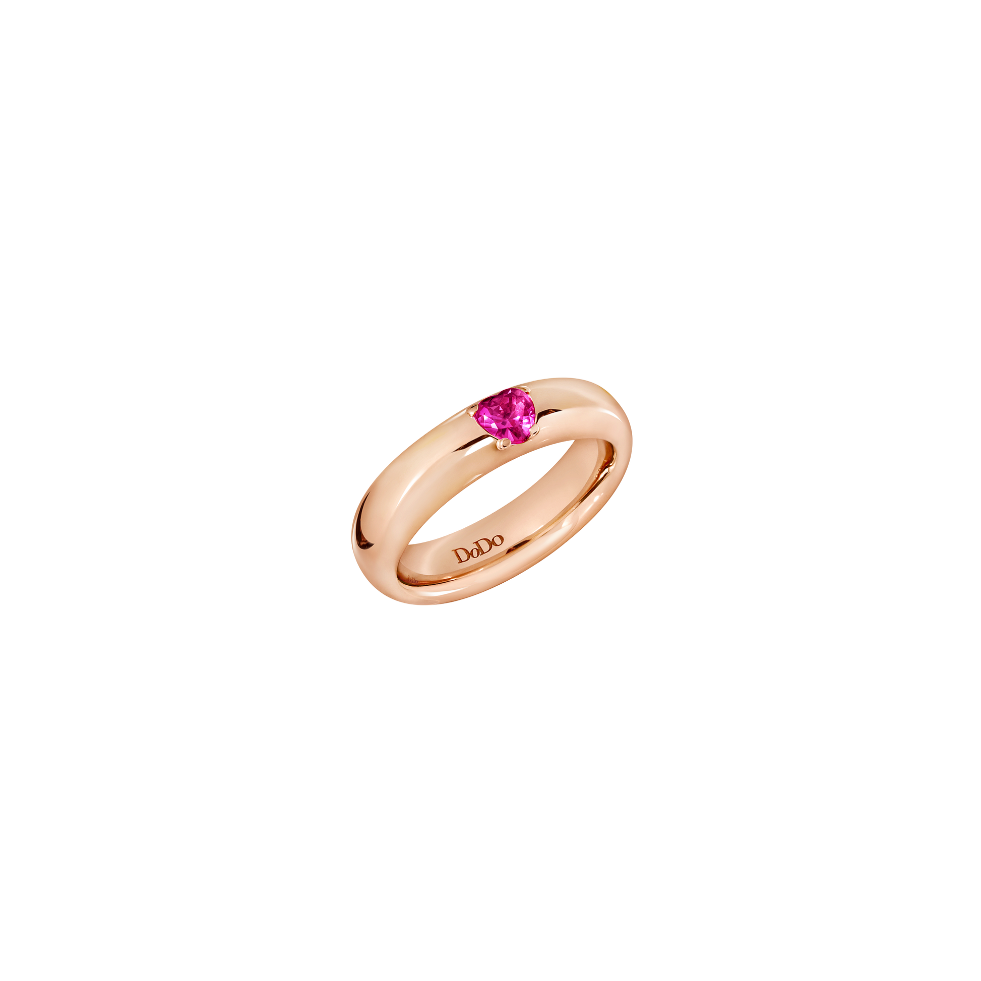 ANELLO CUORE ORO ROSA E RUBINO SINTETICO - Tangredi Gioielleria