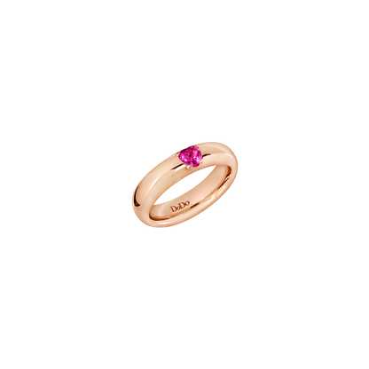 ANELLO CUORE ORO ROSA E RUBINO SINTETICO - Tangredi Gioielleria