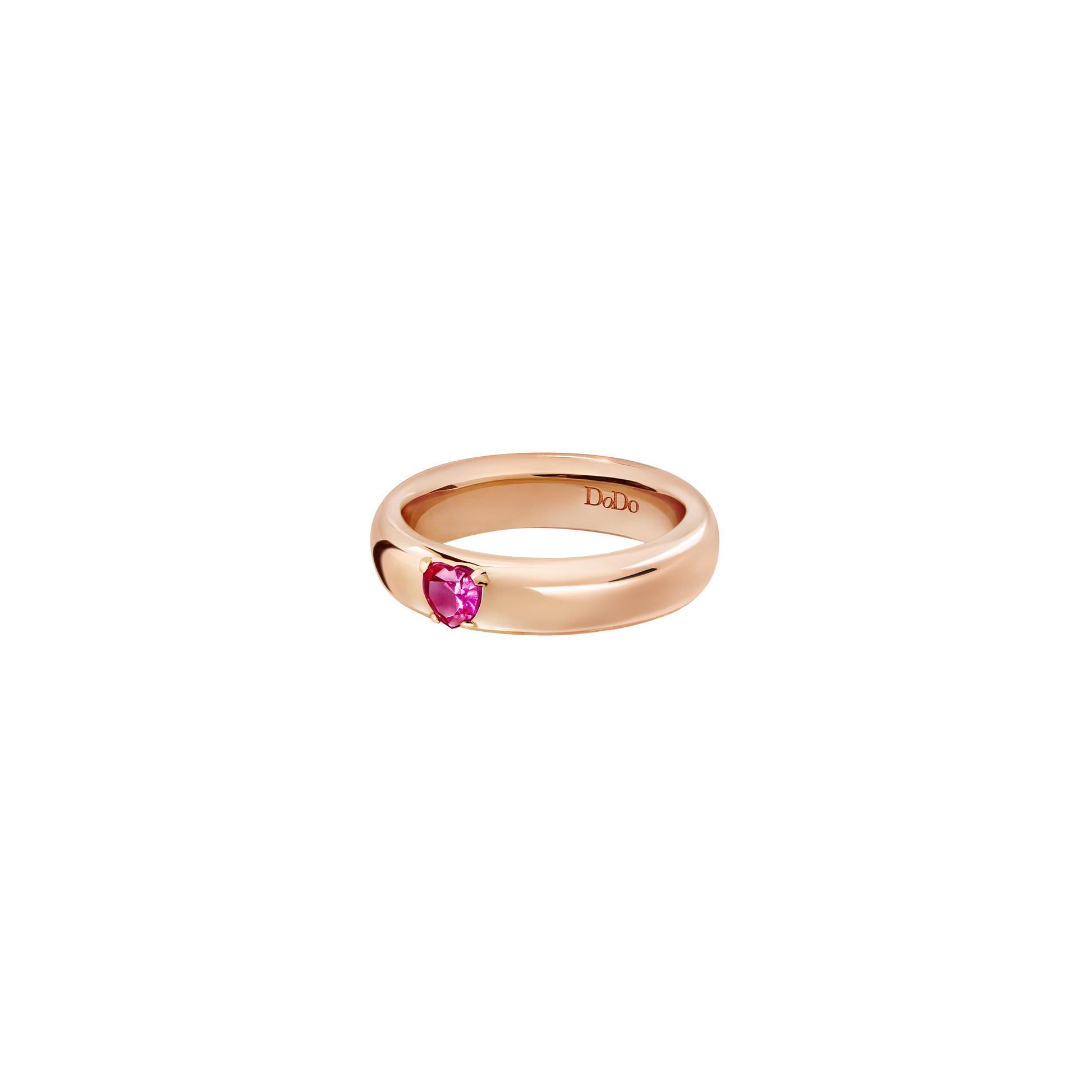ANELLO CUORE ORO ROSA E RUBINO SINTETICO - Tangredi Gioielleria