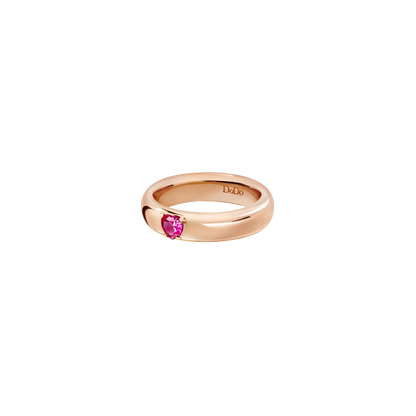 ANELLO CUORE ORO ROSA E RUBINO SINTETICO - Tangredi Gioielleria