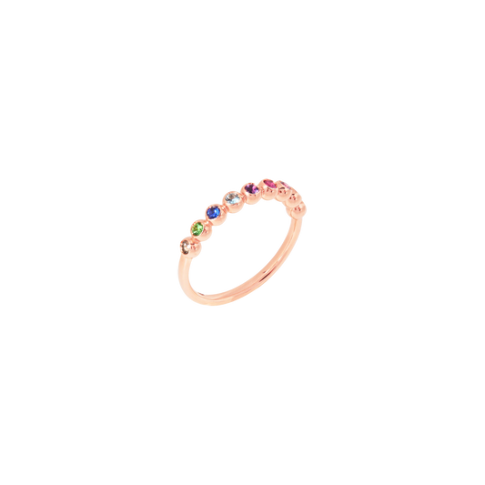 ANELLO BOLLICINE ORO ROSA E PIETRE
