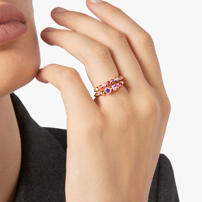 ANELLO BOLLICINE ORO ROSA E PIETRE