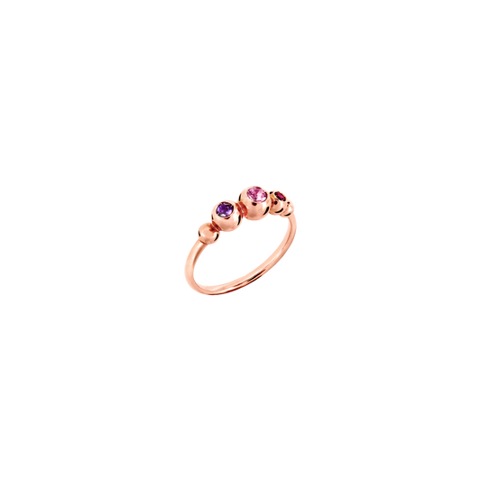 ANELLO BOLLICINE ORO ROSA E PIETRE