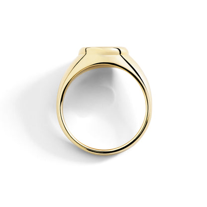 ANELLO SIGILLO ORO GIALLO E DIAMANTE BIANCO - Tangredi Gioielleria