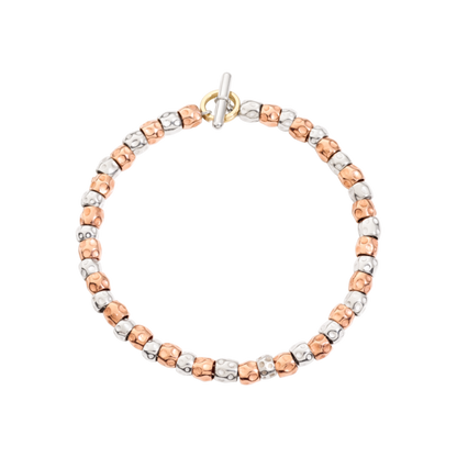 BRACCIALE GRANELLI ARGENTO E ORO ROSA - Tangredi Gioielleria