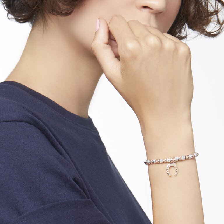 BRACCIALE GRANELLI ARGENTO E ORO ROSA - Tangredi Gioielleria