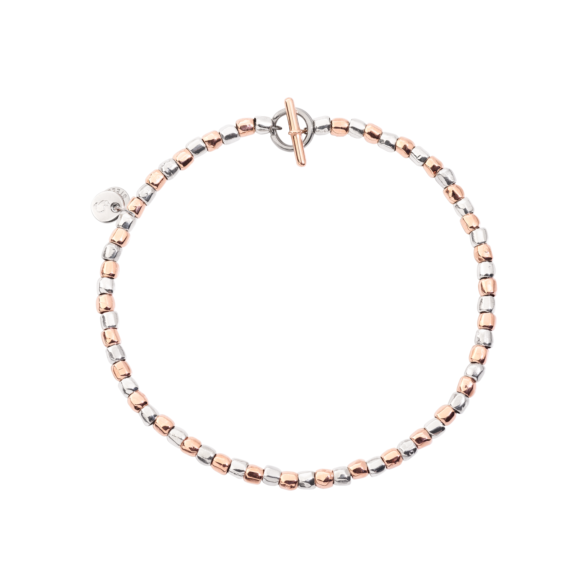 BRACCIALE MINI GRANELLI ARGENTO E ORO ROSA - Tangredi Gioielleria