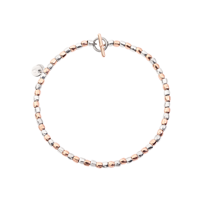 BRACCIALE MINI GRANELLI ARGENTO E ORO ROSA - Tangredi Gioielleria