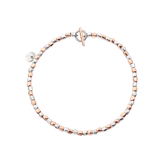 BRACCIALE MINI GRANELLI ARGENTO E ORO ROSA - Tangredi Gioielleria