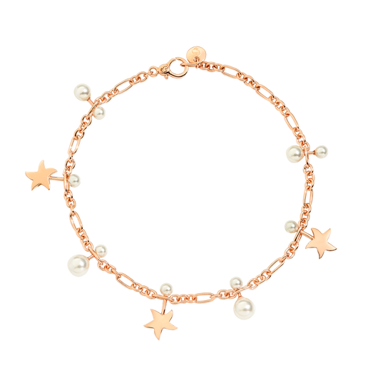 BRACCIALE STELLINA ORO ROSA E PERLE DI CRISTALLO