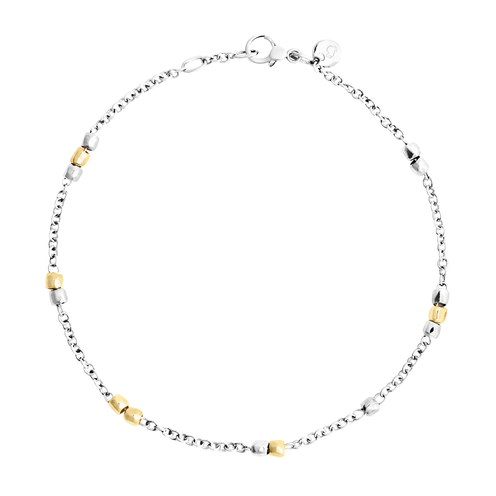BRACCIALE MINI GRANELLI ARGENTO E ORO GIALLO - Tangredi Gioielleria