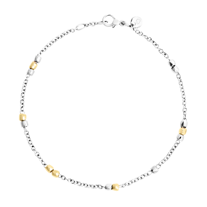 BRACCIALE MINI GRANELLI ARGENTO E ORO GIALLO - Tangredi Gioielleria