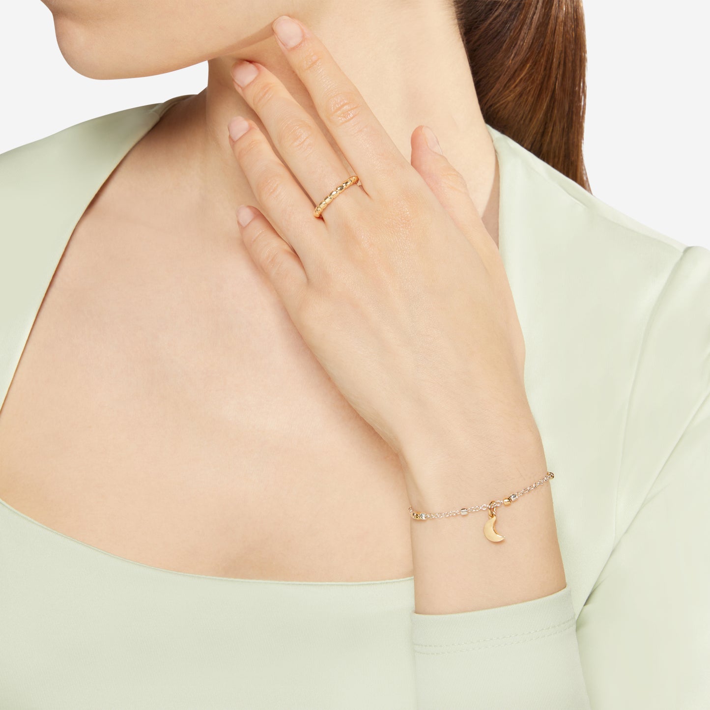 BRACCIALE MINI GRANELLI ARGENTO E ORO GIALLO - Tangredi Gioielleria