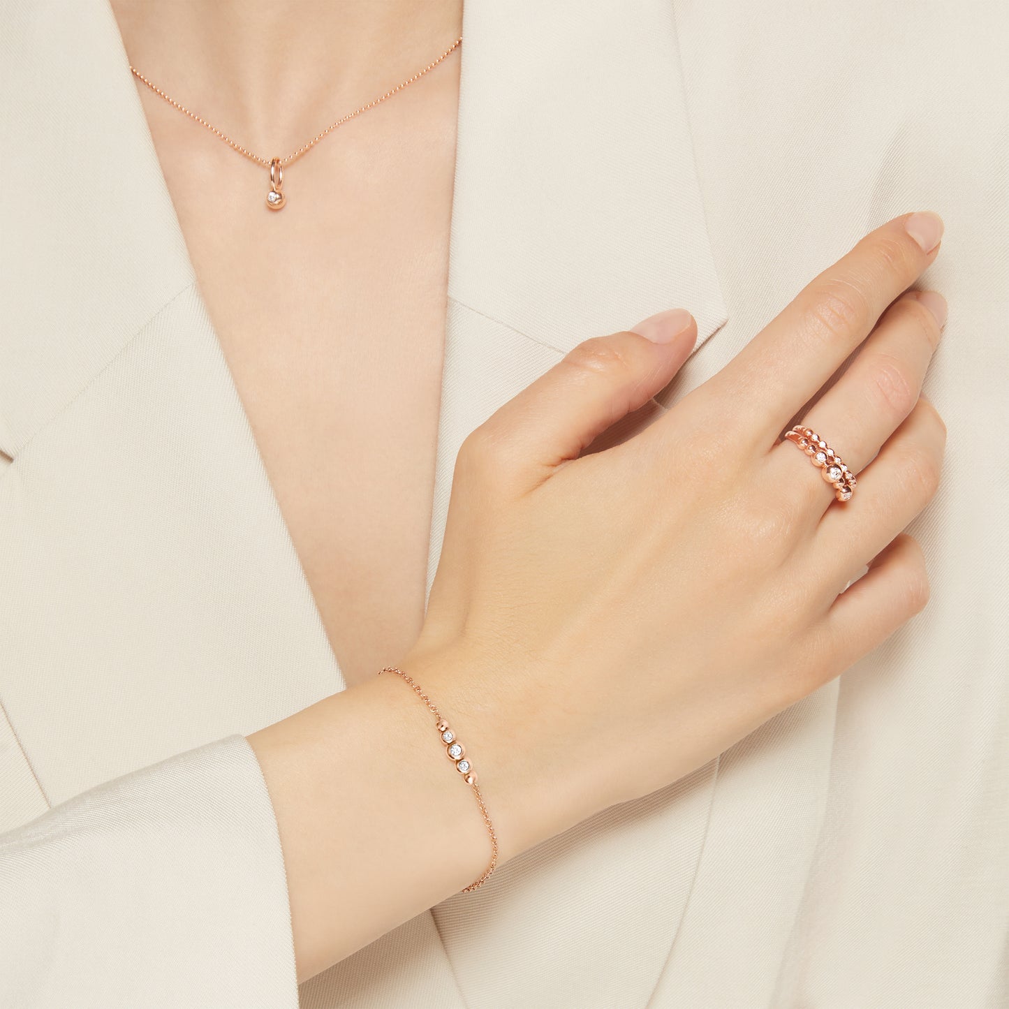 BRACCIALE BOLLICINE ORO ROSA E DIAMANTI