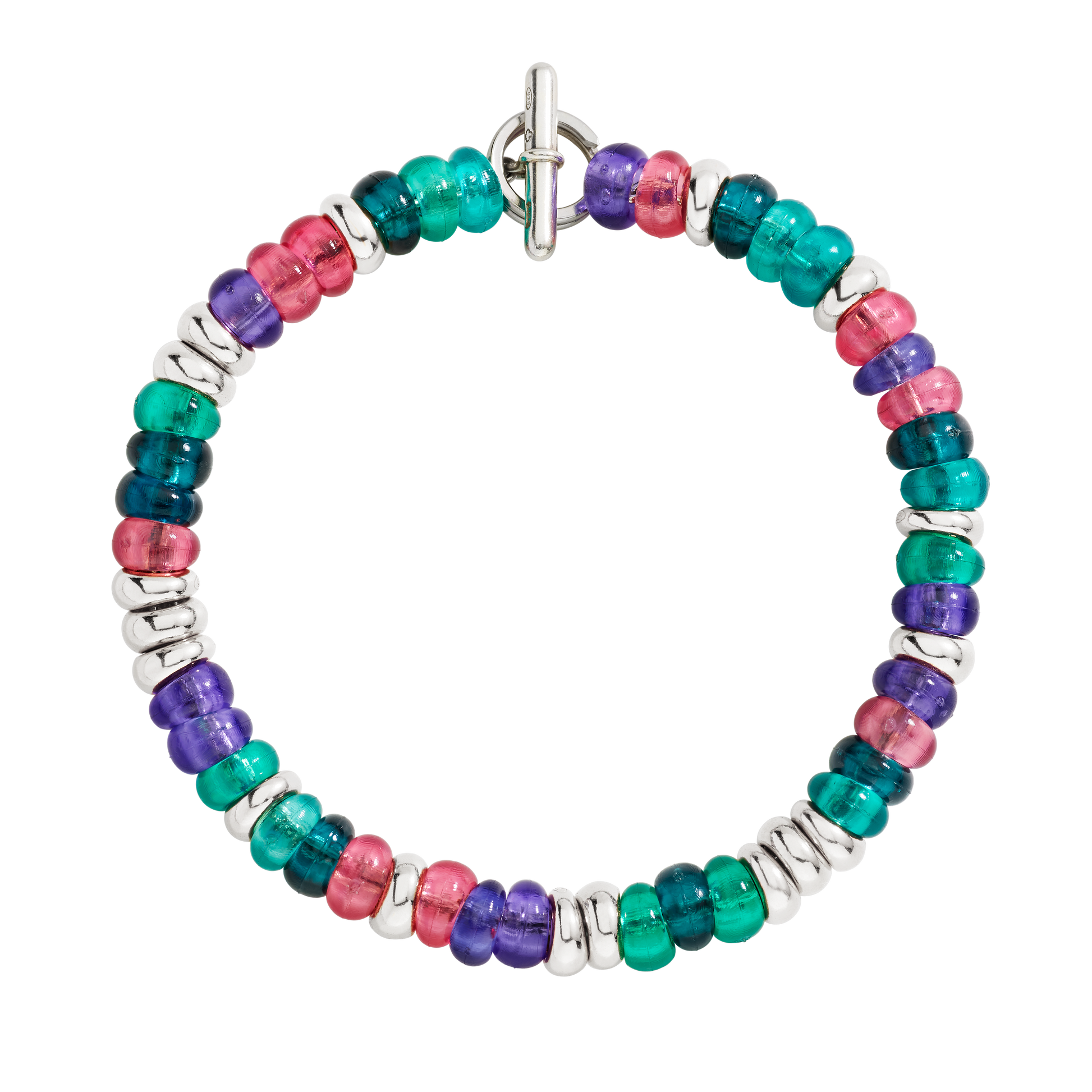 BRACCIALE RONDELLE ARGENTO E PLASTICA RICICLATA - Tangredi Gioielleria