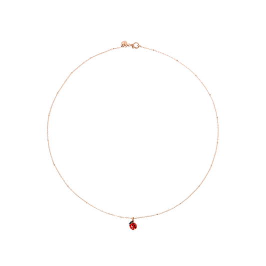 COLLANA MINI COCCINELLA ORO ROSA E SMALTO - Tangredi Gioielleria