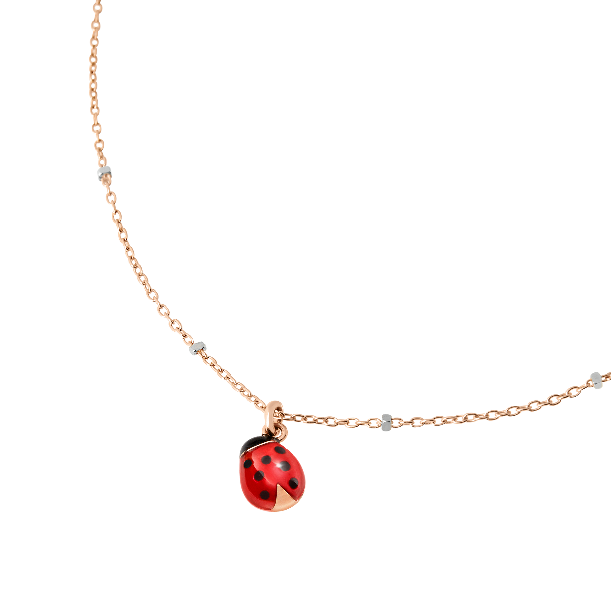 COLLANA MINI COCCINELLA ORO ROSA E SMALTO - Tangredi Gioielleria