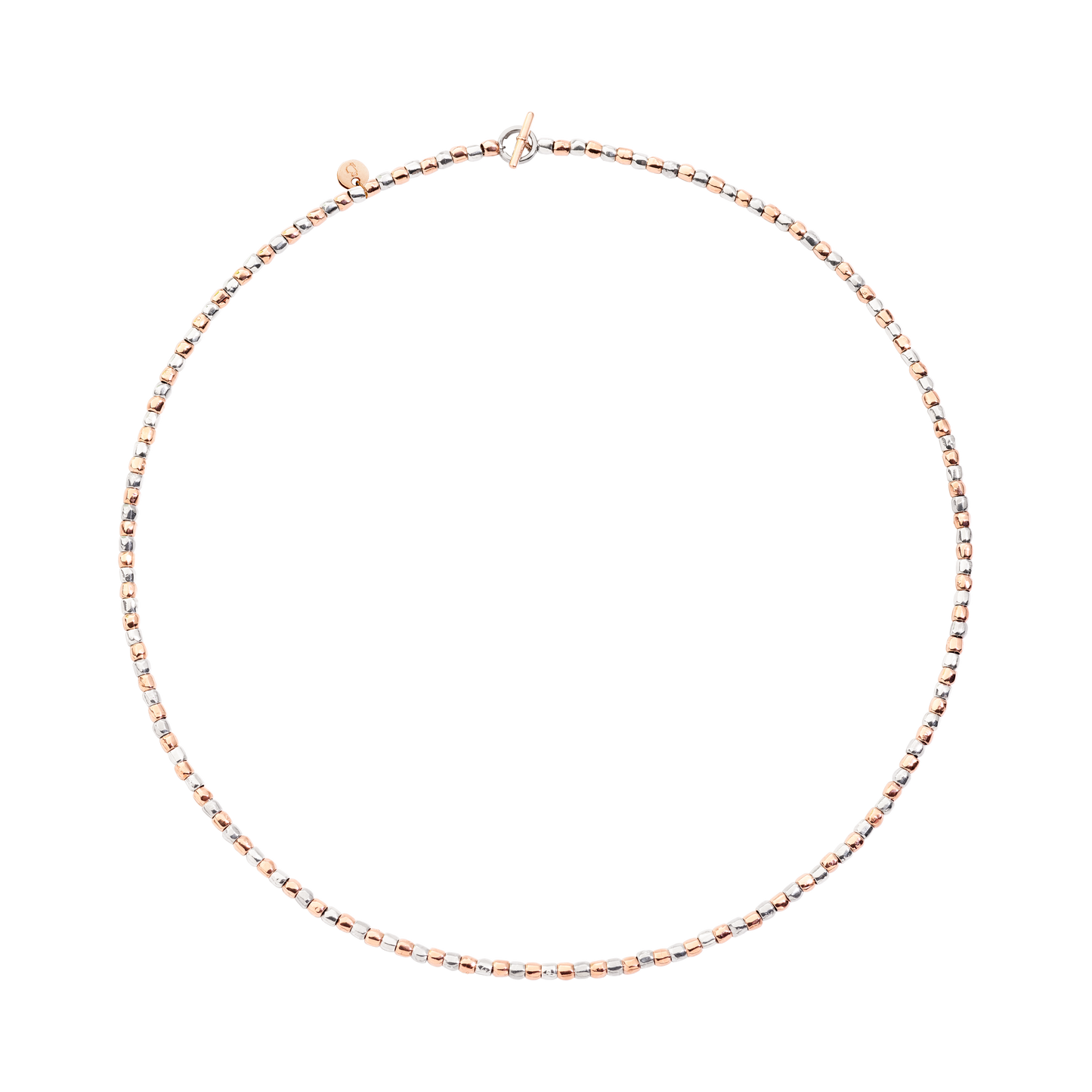 COLLANA MINI GRANELLI ARGENTO E ORO ROSA - Tangredi Gioielleria