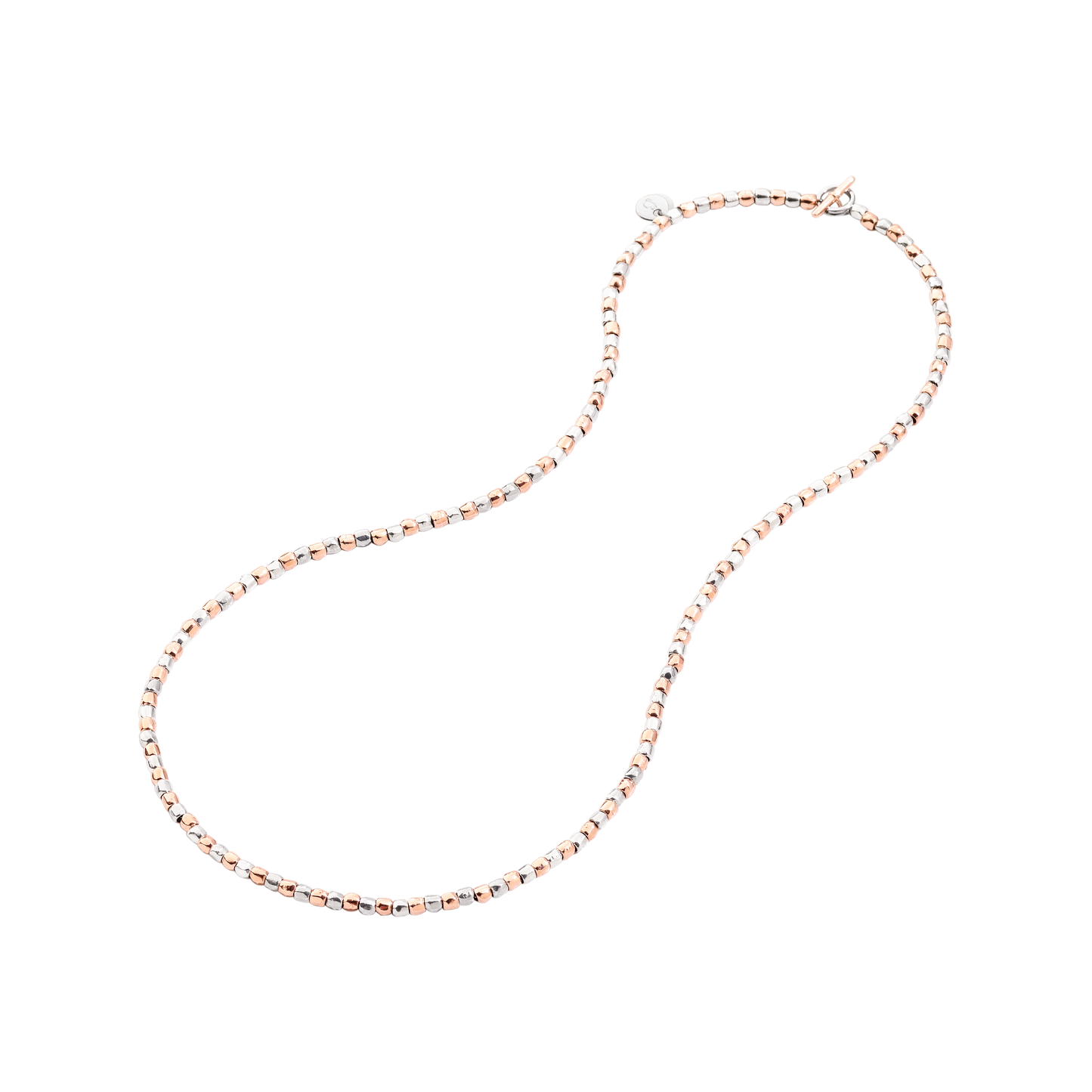 COLLANA MINI GRANELLI ARGENTO E ORO ROSA - Tangredi Gioielleria