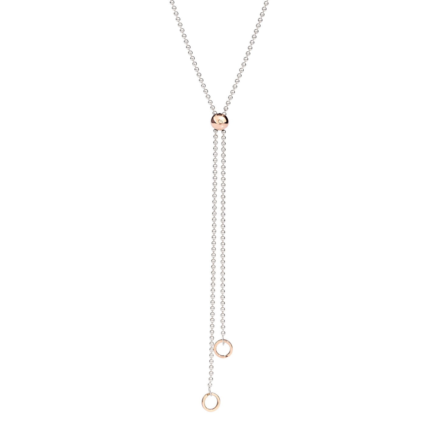 COLLANA BOLLICINE LARIAT ARGENTO E ORO ROSA - Tangredi Gioielleria