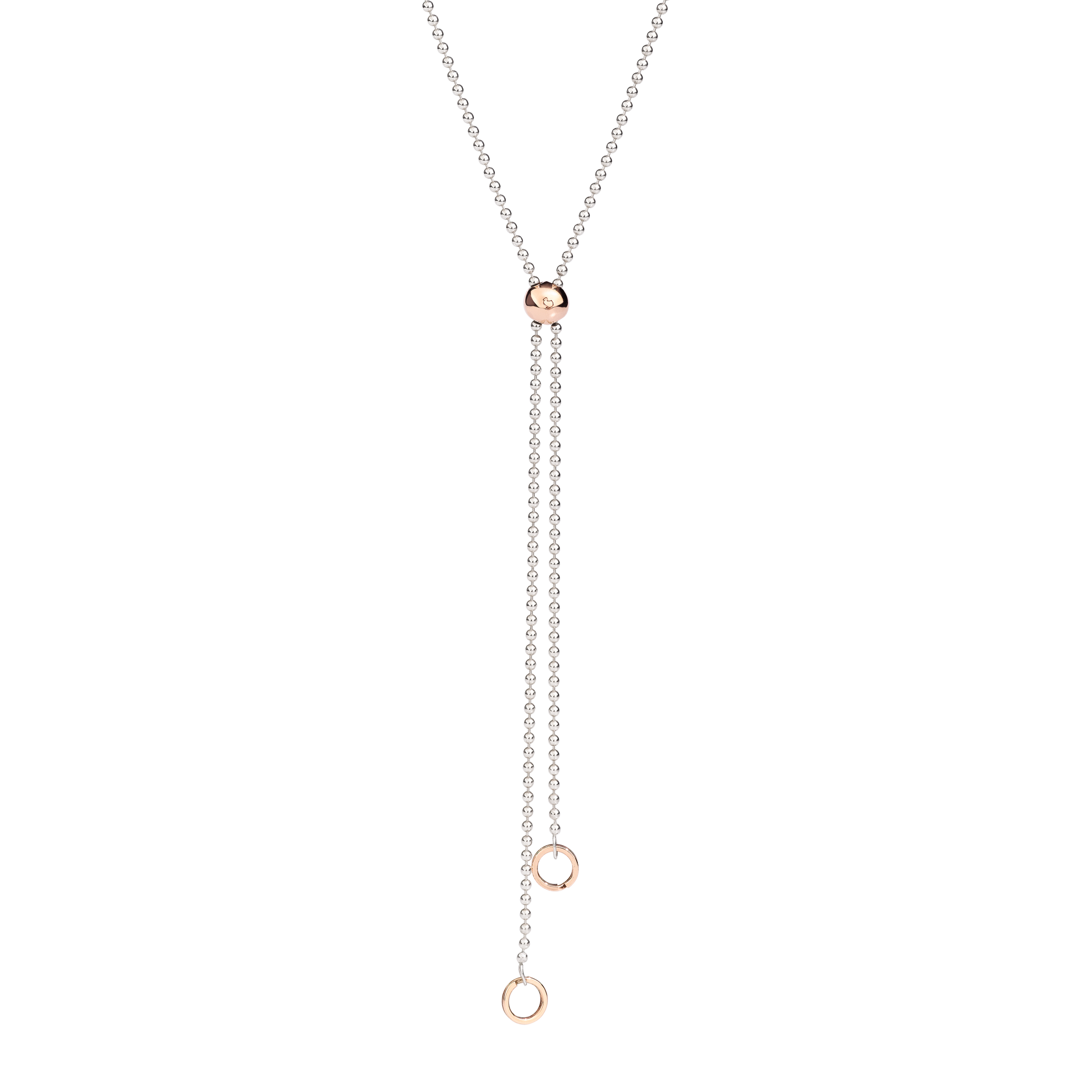 COLLANA BOLLICINE LARIAT ARGENTO E ORO ROSA - Tangredi Gioielleria