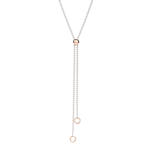 COLLANA BOLLICINE LARIAT ARGENTO E ORO ROSA - Tangredi Gioielleria