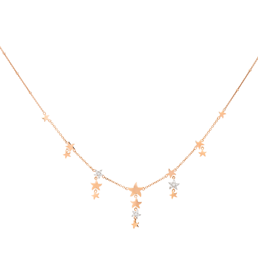 COLLANA STELLE ORO ROSA E DIAMANTI